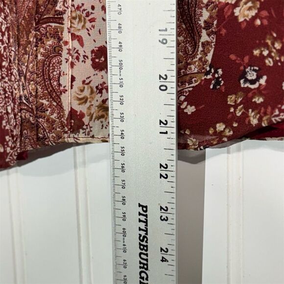 Vintage Laura Ashley Silk Blouse 8 90s Y2K Red Paisley Floral Ruffle Cottagecore - Picture 6 of 9